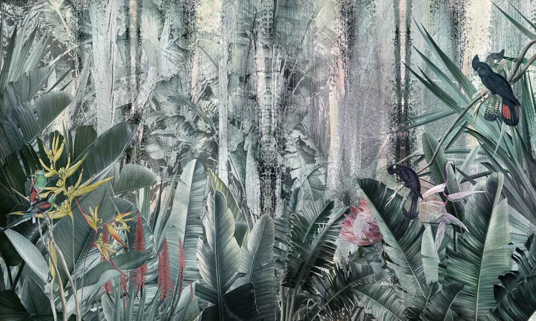 木版画『Tropical paradise 』 Tropical Paradise Oasis – Art Muse